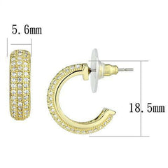 Jewellery Kingdom Cubic Zirconia Pav 18KT Hypoallergenic Hoops Ladies Gold Earrings - Earrings - British D'sire