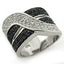 Jewellery Kingdom Cubic Zirconia Pave 925 Sterling Silver Ladies Black Ring Band - Jewelry Rings - British D'sire