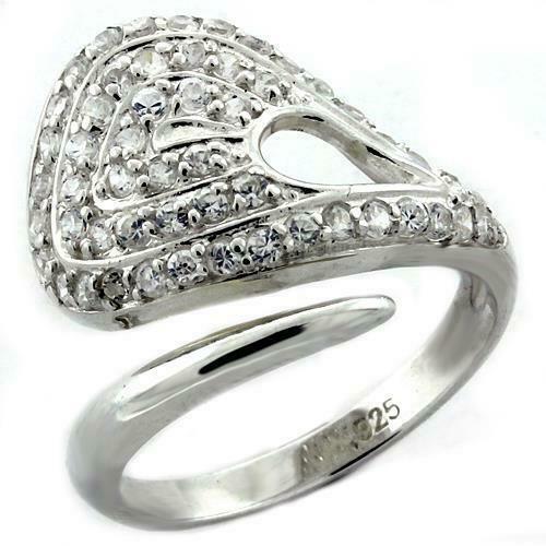 Jewellery Kingdom Cubic Zirconia Pave Sparkling Sterling Silver Cocktail Ladies Ring - Jewelry Rings - British D'sire Main image