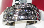Jewellery Kingdom Cubic Zirconia Pave Triple Row Stainless Steel Ladies Ring - Jewelry Rings - British D'sire