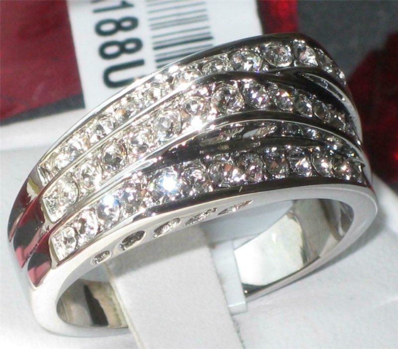 Jewellery Kingdom Cubic Zirconia Pave Triple Row Stainless Steel Ladies Ring Secondary image