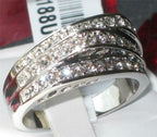 Jewellery Kingdom Cubic Zirconia Pave Triple Row Stainless Steel Ladies Ring - Jewelry Rings - British D'sire