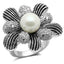 Jewellery Kingdom Cubic Zirconia Pearl Silver Statement Rhodium Cocktail Ladies Ring (Black & White) - Jewelry Rings - British D'sire