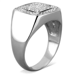 Jewellery Kingdom Cubic Zirconia Pinky Square Stainless Steel Princess Cut Bling Clear Mens Signet Ring - Jewelry Rings - British D'sire