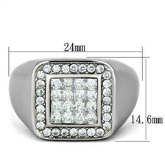 Jewellery Kingdom Cubic Zirconia Pinky Square Stainless Steel Princess Cut Bling Clear Mens Signet Ring - Jewelry Rings - British D'sire