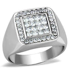 Jewellery Kingdom Cubic Zirconia Pinky Square Stainless Steel Princess Cut Bling Clear Mens Signet Ring - Jewelry Rings - British D'sire