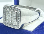 Jewellery Kingdom Cubic Zirconia Pinky Square Stainless Steel Princess Cut Bling Clear Mens Signet Ring - Jewelry Rings - British D'sire
