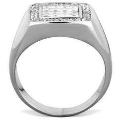 Jewellery Kingdom Cubic Zirconia Pinky Square Stainless Steel Princess Cut Bling Clear Mens Signet Ring - Jewelry Rings - British D'sire