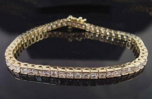 Jewellery Kingdom Cubic Zirconia Princess Cut 12 CT Ladies Gold Tennis Bracelet Secondary image