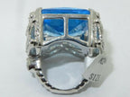 Jewellery Kingdom Cubic Zirconia Princess Cut Cocktail Sterling 30CT Ladies Aquamarine Ring (Blue) - Rings - British D'sire