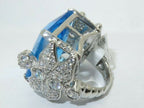 Jewellery Kingdom Cubic Zirconia Princess Cut Cocktail Sterling 30CT Ladies Aquamarine Ring (Blue) - Rings - British D'sire