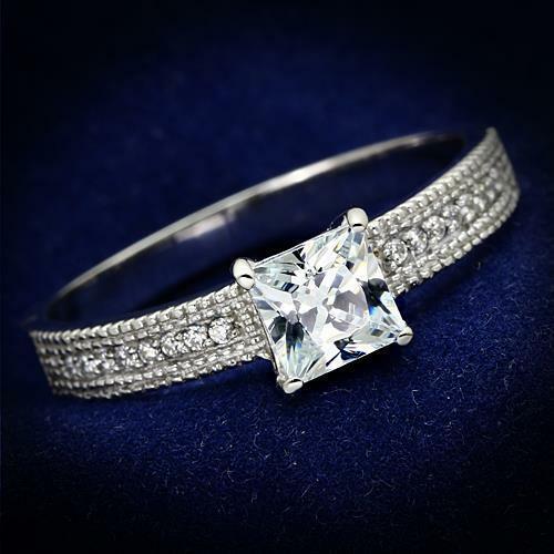 Jewellery Kingdom Cubic Zirconia Princess Cut Sterling Silver 1 CT Ladies Engagement Ring - Jewelry Rings - British D'sire Main image