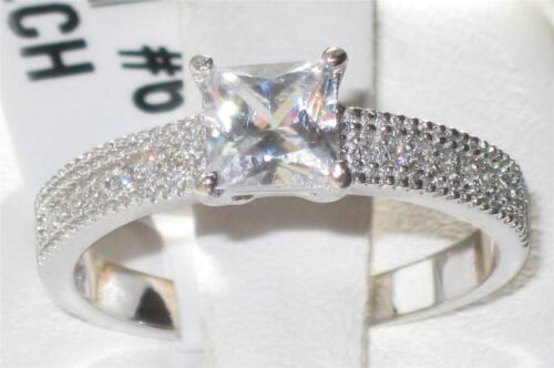 Jewellery Kingdom Cubic Zirconia Princess Cut Sterling Silver Accents Square Ladies Engagement Ring Secondary image