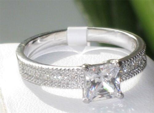 Jewellery Kingdom Cubic Zirconia Princess Cut Sterling Silver Accents Square Ladies Engagement Ring - Engagement Ring - British D'sire Main image