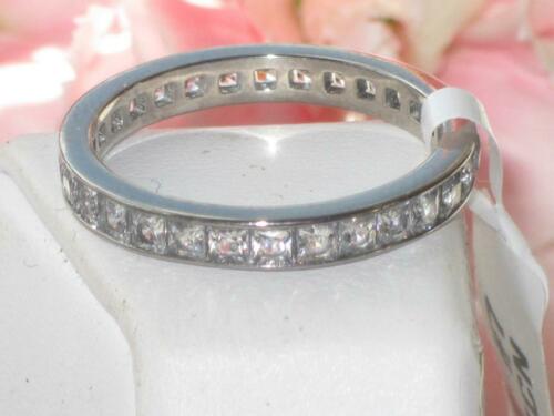 Jewellery Kingdom Cubic Zirconia Princess Stacking 3mm Stainless Steel Ladies Full Eternity Ring Band - Rings - British D'sire