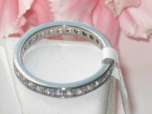 Jewellery Kingdom Cubic Zirconia Princess Stacking 3mm Stainless Steel Ladies Full Eternity Ring Band - Rings - British D'sire