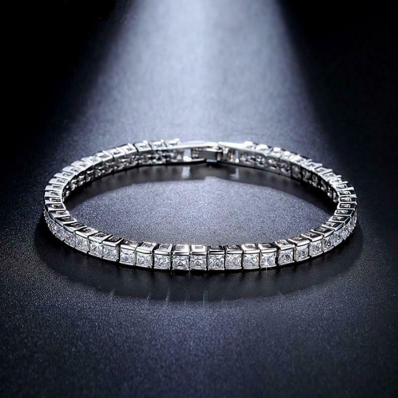 Jewellery Kingdom Cubic Zirconia Rhodium 7 inch Sparkling Ladies Tennis Bracelet (Silver) - Bracelets & Bangles - British D'sire