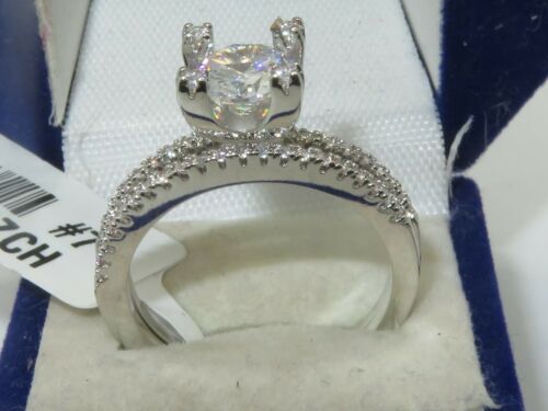 Jewellery Kingdom Cubic Zirconia Rhodium Wedding Band, Engagement Ring Set Secondary image