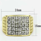 Jewellery Kingdom Cubic Zirconia Signet Big 30 Stone 18KT Steel Sparkling Mens Gold Ring - Jewelry Rings - British D'sire