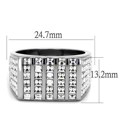 Jewellery Kingdom Cubic Zirconia Signet Bling Square Stone Stainless Steel Mens Ring Secondary image