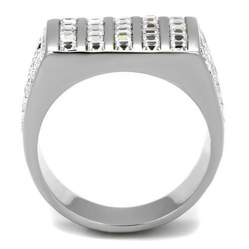 Jewellery Kingdom Cubic Zirconia Signet Bling Square Stone Stainless Steel Mens Ring - Jewelry Rings - British D'sire