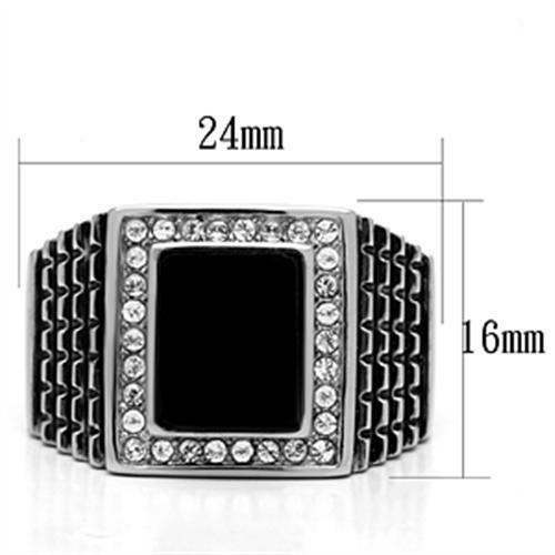 Jewellery Kingdom Cubic Zirconia Signet Jet Stainless Steel Pinky Stamped Silver Emerald Mens Black Ring - Jewelry Rings - British D'sire