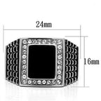 Jewellery Kingdom Cubic Zirconia Signet Jet Stainless Steel Pinky Stamped Silver Emerald Mens Black Ring - Jewelry Rings - British D'sire