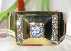 Jewellery Kingdom Cubic Zirconia Signet Pinky 18KT Steel Mens Gold Ring - Jewelry Rings - British D'sire