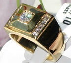 Jewellery Kingdom Cubic Zirconia Signet Pinky 18KT Steel Mens Gold Ring - Jewelry Rings - British D'sire