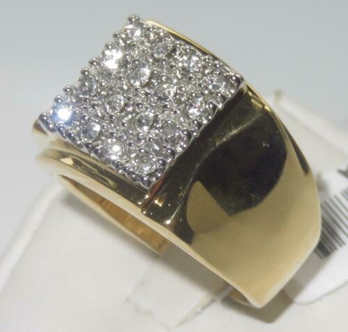 Jewellery Kingdom Cubic Zirconia Signet Pinky Square Stone Stainless Steel 18Kt Mens Gold Ring - Jewelry Rings - British D'sire