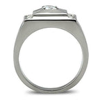 Jewellery Kingdom Cubic Zirconia Signet Pinky Steel Classy Mens Silver Ring - Jewelry Rings - British D'sire