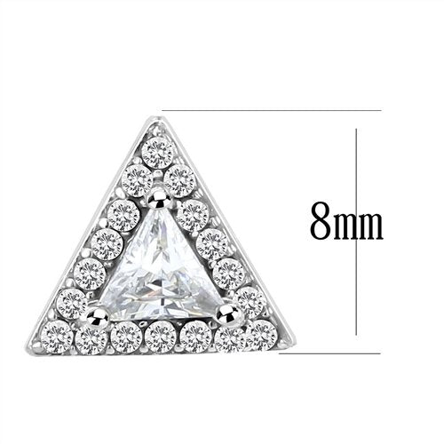 Jewellery Kingdom Cubic Zirconia Silver Ladies Triangle stud earrings - Earrings - British D'sire