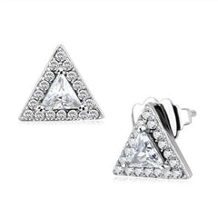 Jewellery Kingdom Cubic Zirconia Silver Ladies Triangle stud earrings - Earrings - British D'sire