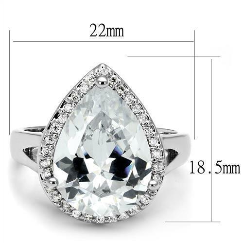 Jewellery Kingdom Cubic Zirconia Silver Rhodium 10 CT Clearp Sparkling Cocktail Ladies Pear Ring Secondary image