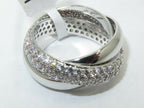 Jewellery Kingdom Cubic Zirconia Silver Rhodium Interlocking Bridal Ladies Russian Wedding Band Rings - Jewelry Rings - British D'sire