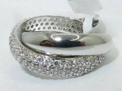 Jewellery Kingdom Cubic Zirconia Silver Rhodium Interlocking Bridal Ladies Russian Wedding Band Rings - Jewelry Rings - British D'sire