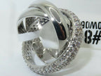 Jewellery Kingdom Cubic Zirconia Silver Rhodium Interlocking Bridal Ladies Russian Wedding Band Rings - Jewelry Rings - British D'sire