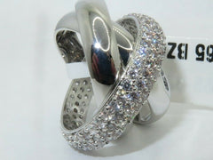 Jewellery Kingdom Cubic Zirconia Silver Rhodium Interlocking Bridal Ladies Russian Wedding Band Rings - Jewelry Rings - British D'sire