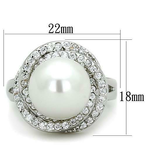 Jewellery Kingdom Cubic Zirconia Silver Rhodium Pretty Pave Ladies Pearl Ring Secondary image