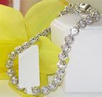 Jewellery Kingdom Cubic Zirconia Silver Sparkling Rhodium Ladies Tennis Bracelet - Bracelets & Bangles - British D'sire