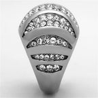 Jewellery Kingdom Cubic Zirconia Silver Stainless Steel Cocktail Sparkling Ladies Dome Ring - Jewelry Rings - British D'sire