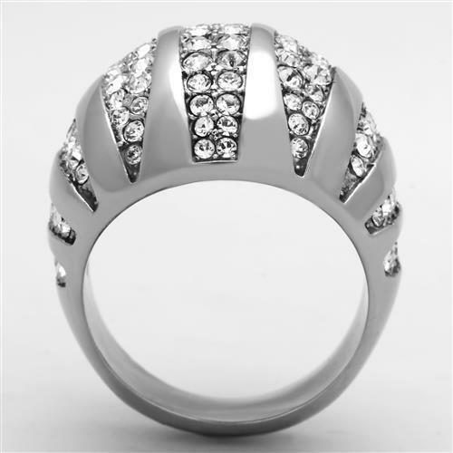 Jewellery Kingdom Cubic Zirconia Silver Stainless Steel Cocktail Sparkling Ladies Dome Ring Secondary image