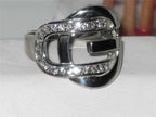 Jewellery Kingdom Cubic Zirconia Silver Stainless Steel Ladies Buckle Ring Band - Jewelry Rings - British D'sire