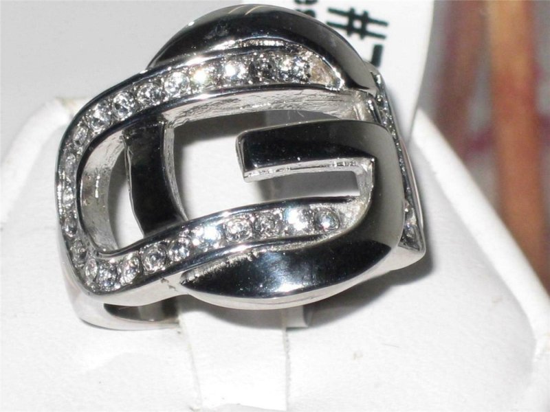 Jewellery Kingdom Cubic Zirconia Silver Stainless Steel Ladies Buckle Ring Band - Jewelry Rings - British D'sire