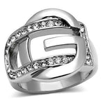 Jewellery Kingdom Cubic Zirconia Silver Stainless Steel Ladies Buckle Ring Band - Jewelry Rings - British D'sire