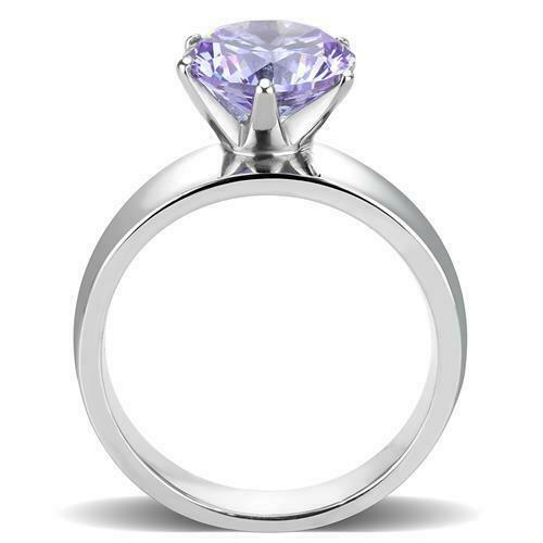 Jewellery Kingdom Cubic Zirconia Solitaire 2 CT Stainless Steel Ladies Silver Light Amethyst Ring Secondary image