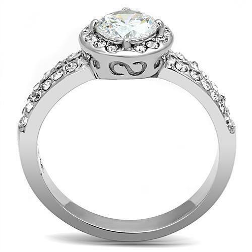 Jewellery Kingdom Cubic Zirconia Solitaire Accents 1.50 CT Stainless Steel Silver Elegant Ladies Ring - Jewelry Rings - British D'sire
