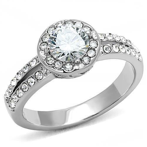 Jewellery Kingdom Cubic Zirconia Solitaire Accents 1.50 CT Stainless Steel Silver Elegant Ladies Ring - Jewelry Rings - British D'sire Main image