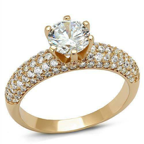 Jewellery Kingdom Cubic Zirconia Solitaire Accents Pave 1.80 CT Ladies Engagement Rose Gold Ring - Jewelry Rings - British D'sire Main image