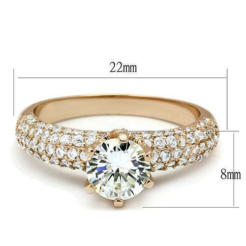 Jewellery Kingdom Cubic Zirconia Solitaire Accents Pave 1.80 CT Ladies Engagement Rose Gold Ring Secondary image